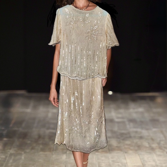 mark & john Dresses & Skirts - Two Piece Silk Beaded 80s Dress